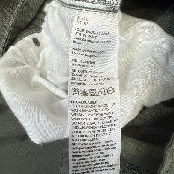 Eddie Bauer Utility Pants Men's 34x32 (36x30) Green Stretch Canvas Ultra Durable - Picture 5 of 10